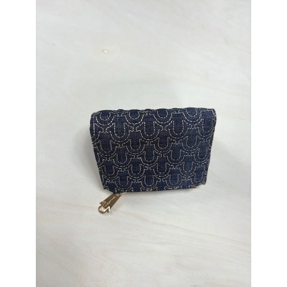 True Religion Denim Crossbody Bag‎ and Wallet Set Blue Tan Horseshoe Logo NWT